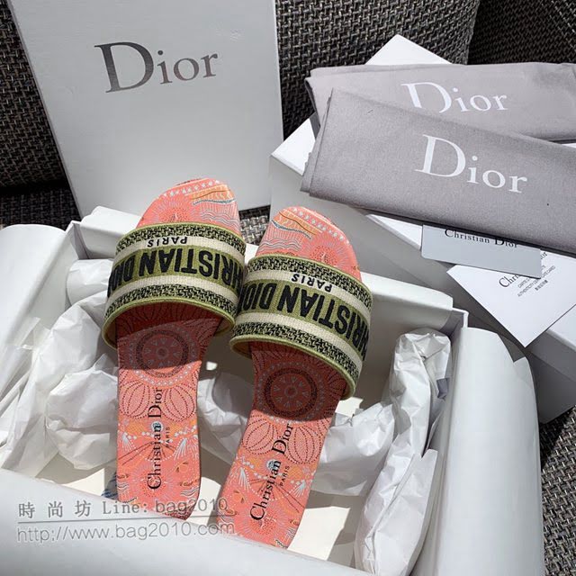 DIOR女鞋 迪奧2021專櫃新款磨砂新大底涼拖 Dior一字型刺繡平拖  naq1496